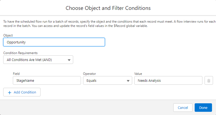 Salesforce Flow Triggered Flow Conditions