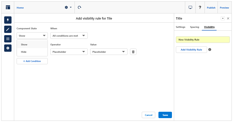 Salesforce Experience Cloud Expression Based Visibility